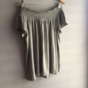 Light green off the shoulder top
